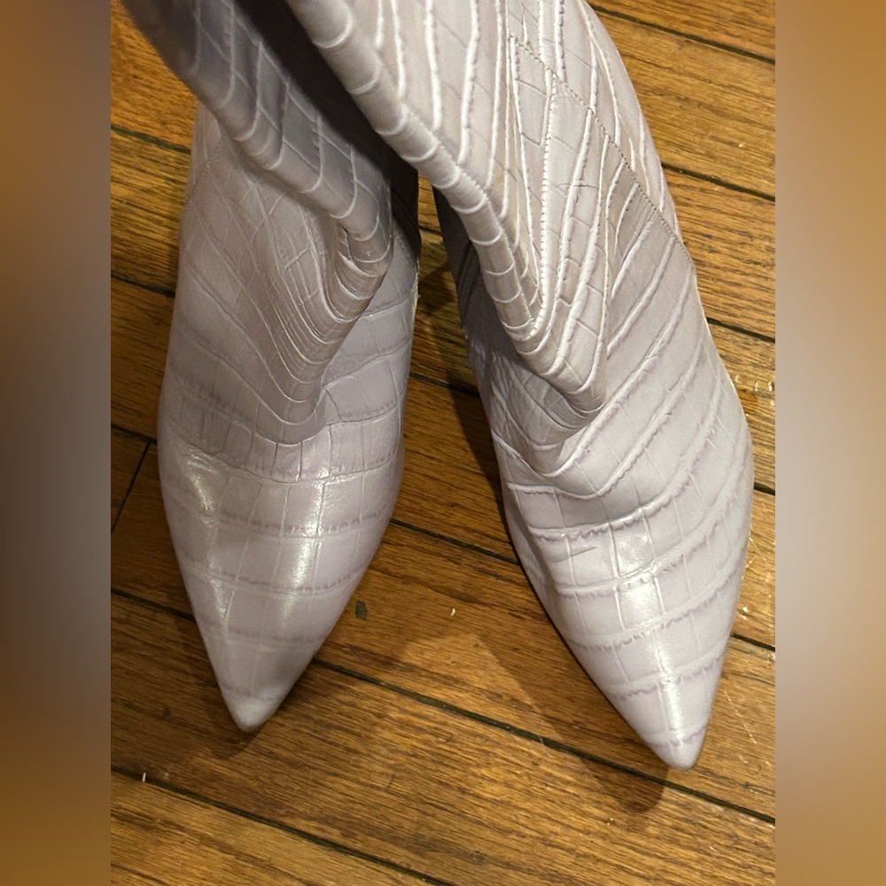 Aldo Elegant lilac Croc-Embossed Knee-High Boots size 10 - Picture 6 of 12